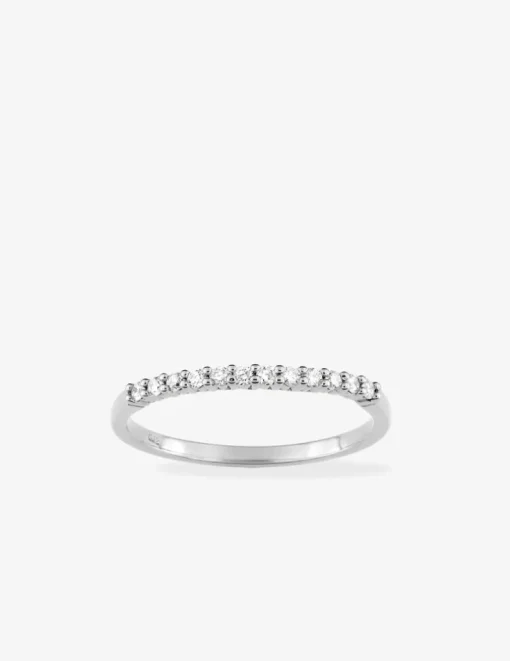 Alliance serti griffes or blanc 375 ‰ et oxydes de zirconium - Mariage