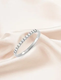 Alliance serti griffes or blanc 375 ‰ et oxydes de zirconium - Mariage