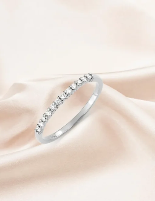 Alliance serti griffes or blanc 375 ‰ et oxydes de zirconium - Mariage