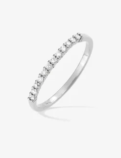 Alliance serti griffes or blanc 375 ‰ et oxydes de zirconium - Mariage