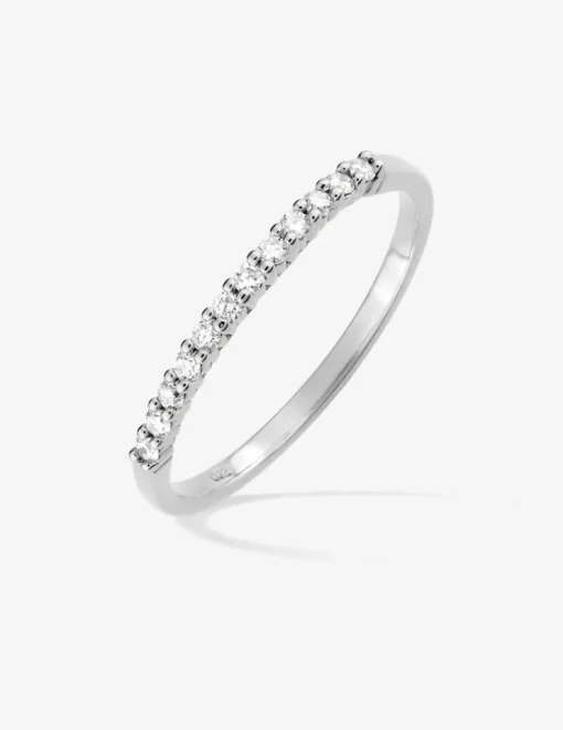 Alliance serti griffes or blanc 375 ‰ et oxydes de zirconium - Mariage