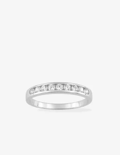 Alliance serti rail or blanc 375 ‰ et oxydes de zirconium, largeur 2,9 mm - Mariage
