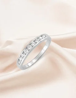 Alliance serti rail or blanc 375 ‰ et oxydes de zirconium, largeur 2,9 mm - Mariage
