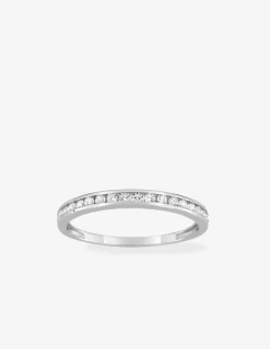 Alliance serti rail or blanc 375 ‰ et oxydes de zirconium, largeur 2,3 mm. - Mariage