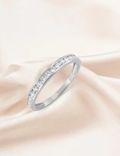 Alliance serti rail or blanc 375 ‰ et oxydes de zirconium, largeur 2,9 mm - Mariage