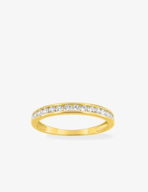 Alliance serti rail or jaune 375‰ et oxydes de zirconium - Mariage