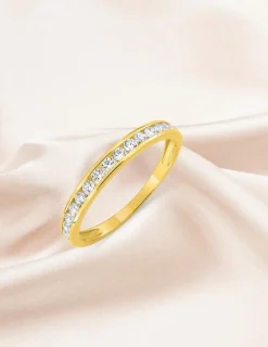 Alliance serti rail or jaune 375‰ et oxydes de zirconium - Mariage