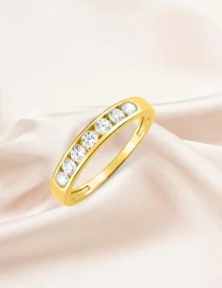 Alliance serti rail or jaune 375 ‰ et oxydes de zirconium - Mariage