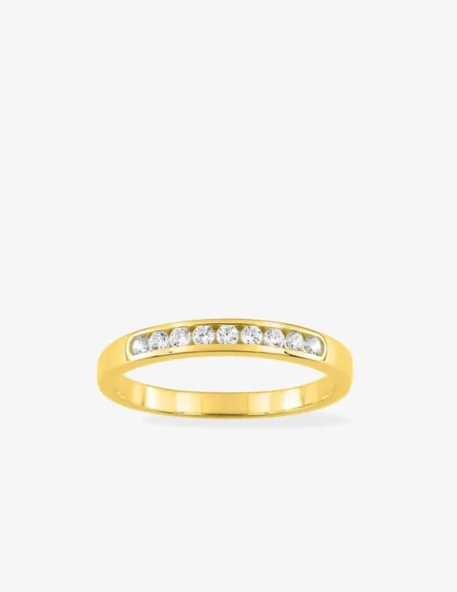 Alliance serti rail or jaune 375 ‰ et oxydes de zirconium - Mariage