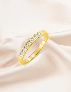 Alliance serti rail or jaune 375 ‰ et oxydes de zirconium - Mariage
