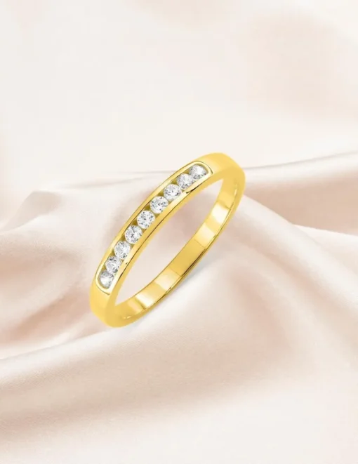 Alliance serti rail or jaune 375 ‰ et oxydes de zirconium - Mariage