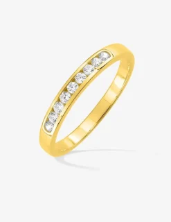 Alliance serti rail or jaune 375 ‰ et oxydes de zirconium - Mariage