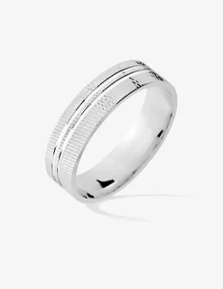 Alliance texturée double rainure argent rhodié 925 ‰ 5 mm SO OR