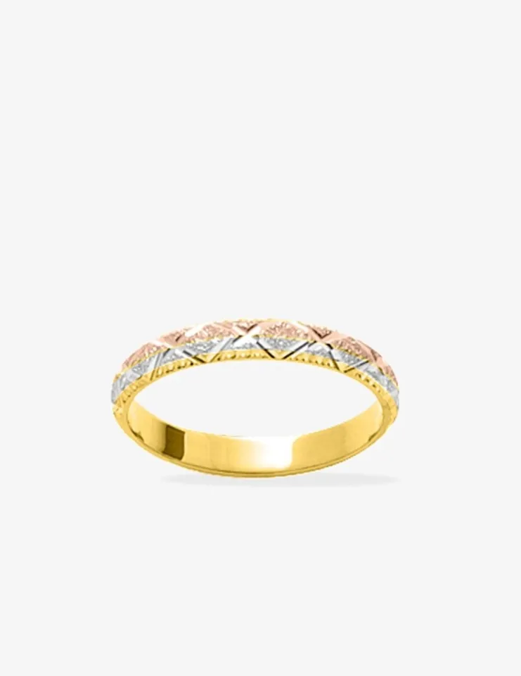 Alliance tricolore fantaisie losanges or 750‰ 3 mm SO OR