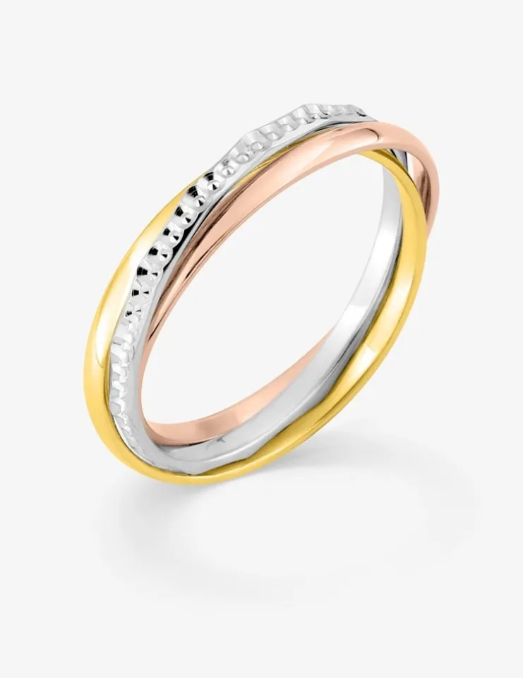 Alliance triple anneau 1,5 mm or 750‰ tricolore - Mariage