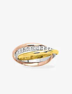 Alliance triple anneau fantaisie tricolore or 375‰ 2 mm - Mariage