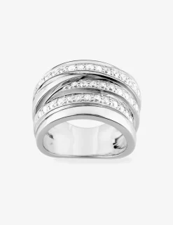 Bague 6 anneaux argent 925‰ rhodié et oxydes de zirconium SO OR