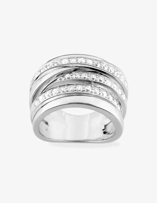 Bague 6 anneaux argent 925‰ rhodié et oxydes de zirconium SO OR
