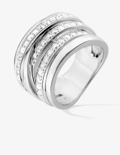 Bague 6 anneaux argent 925‰ rhodié et oxydes de zirconium SO OR