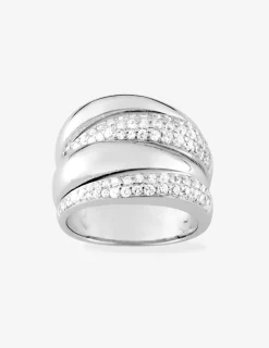 Bague 4 anneaux argent 925‰ rhodié et pavage oxydes de zirconium SO OR