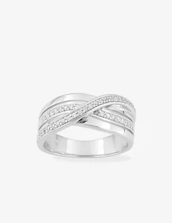 Bague 4 anneaux argent 925‰ rhodié et oxydes de zirconium SO OR