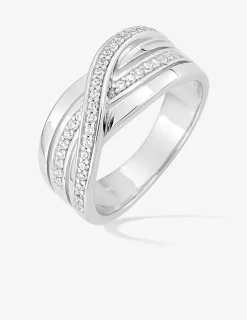 Bague 4 anneaux argent 925‰ rhodié et oxydes de zirconium SO OR
