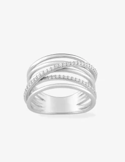 Bague 6 anneaux argent rhodié 925 ‰ et oxyde de zirconium SO OR