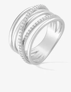Bague 6 anneaux argent rhodié 925 ‰ et oxyde de zirconium SO OR