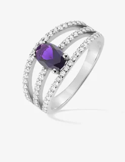 Bague 3 anneaux argent rhodié 925 ‰ et oxyde de zirconium violet SO OR