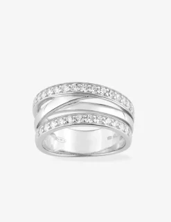Bague 4 anneaux argent rhodié 925 ‰ et oxyde de zirconium SO OR