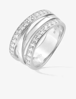 Bague 4 anneaux argent rhodié 925 ‰ et oxyde de zirconium SO OR