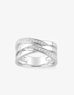 Bague 4 anneaux entremêlés argent rhodié 925 ‰ et oxyde de zirconium SO OR