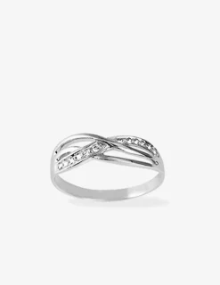 Bague 3 anneaux ondulés argent 925‰ rhodié et oxydes de zirconium SO OR