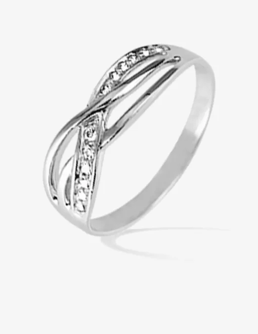 Bague 3 anneaux ondulés argent 925‰ rhodié et oxydes de zirconium SO OR