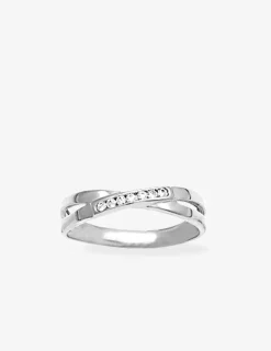 Bague 2 anneaux serti rail argent rhodié 925 ‰ et oxyde de zirconium SO OR