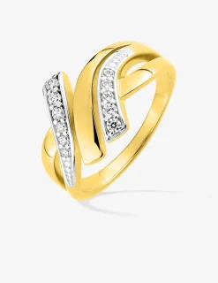 Bague 3 brins plaqué or, rhodium et oxydes de zirconium SO OR