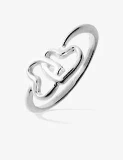 Bague 2 cœurs croisés argent rhodié 925 ‰ SO OR