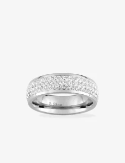 Bague 6 mm acier et oxydes de zirconium synthétiques SO OR