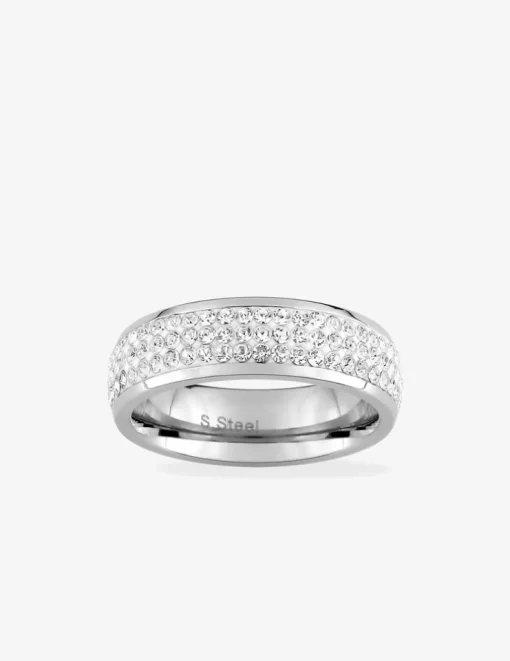 Bague 6 mm acier et oxydes de zirconium synthétiques SO OR