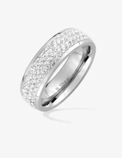 Bague 6 mm acier et oxydes de zirconium synthétiques SO OR
