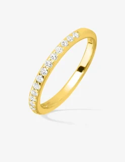 Bague 1,5 mm serti griffes plaqué or et oxydes de zirconium SO OR