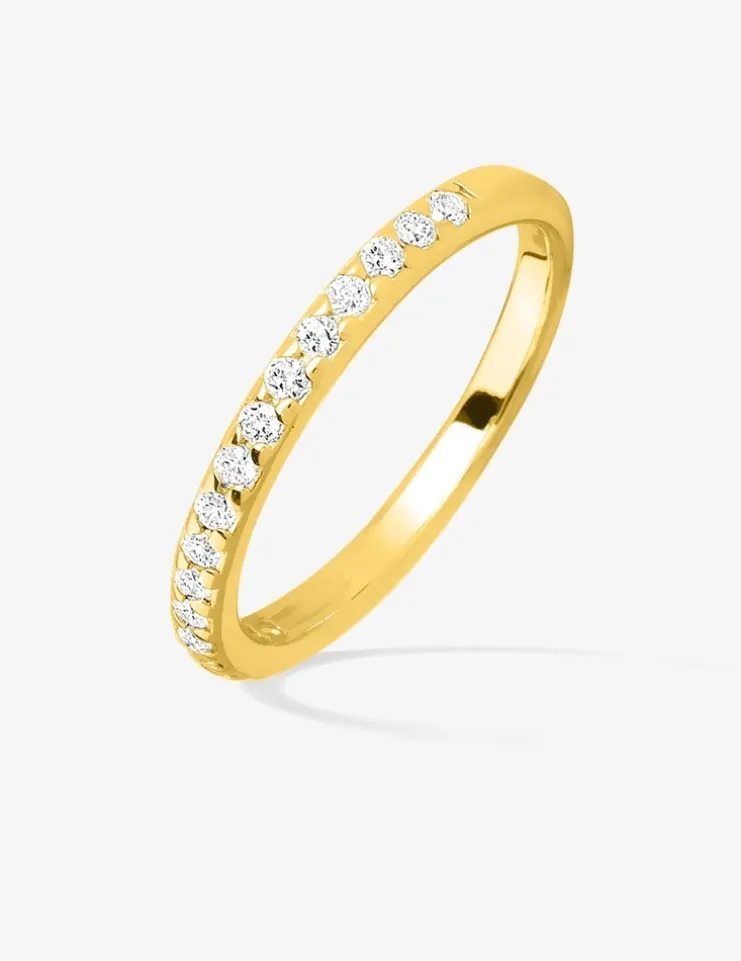 Bague 1,5 mm serti griffes plaqué or et oxydes de zirconium SO OR