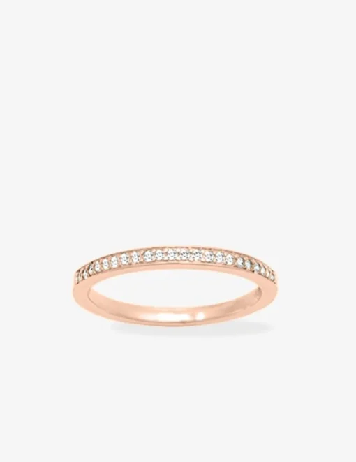 Bague 1,5 mm serti rail plaqué or rose et oxydes de zirconium SO OR
