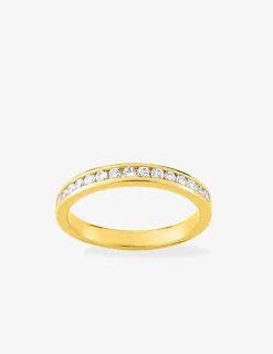 Bague 2 mm serti rail plaqué or et oxydes de zirconium SO OR