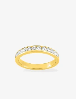 Bague 3 mm serti rail plaqué or et oxydes de zirconium SO OR