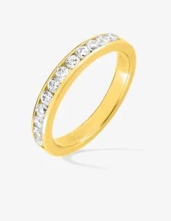 Bague 3 mm serti rail plaqué or et oxydes de zirconium SO OR