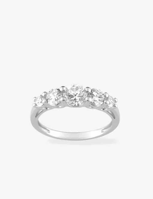 Bague 5 pierres argent rhodié 925 ‰ et oxyde de zirconium SO OR