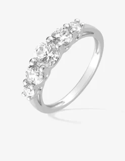 Bague 5 pierres argent rhodié 925 ‰ et oxyde de zirconium SO OR