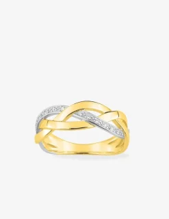 Bague 3 vagues entrelacées plaqué or, rhodium et oxydes de zirconium SO OR