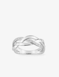 Bague 3 vagues entrelacées argent rhodié 925 ‰ et oxyde de zirconium SO OR